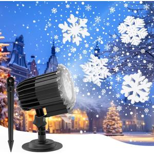Snowflake Christmas Projector Lights Outdoor, Dynamic 3D Snowflake Projection Light for Indoor Outdoor Christmas Decoration, Waterproof Led 2025 Upgraded
