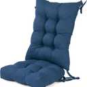 Lokex Rocking Chair Cushion 4 Inch Extra Thick, Cushions for Rocking Chairs Set of Seat and Back with Ties, Linen Fabric Indoor Outdoor Rocker, 17x21 & 17x17 Inches (Dark Blue-1)