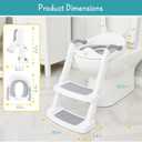 Forbena Potty Training Toilet Seat with Step Stool Ladder, Toddler Kids Potty Seat for Boys Girls, Non Slip Foldable Toilet Training Seat with Soft Cushion, Comfortable Handles (White-Grey)