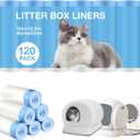 Thicken Cat Litter Bags 120 Pack, cat litter box liners, Leakproof Poop Bags & Waste Bags - Ultimate Odor Control and Leakproof Design,6 Rolls Drawstring Trash Bags for Automatic Litte(18x12.6 inches