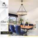 CATINER Modern Drum Chandelier 24.4" Black Crystal Glass Chandeliers 8-Light Luxury Ceiling Pendant Lighting Fixture for Dining Room Foyer Living Room Bedroom, Large Drum 24.4