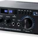 Stereo Receiver & Amplifier Home Audio Amp, AK45 Bluetooth Receiver for Home Stereo, 300Wx2, Bluetooth 5.0, 2 Channel, w/FM & Karaoke, w/USB/SD/RCA/MIC/FM in, w/Remote, for Garage Party Market