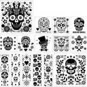 Sugar Skulls Painting Stencils Template - 15 Pcs Day of The Dead Floral Sugar Skulls Traditional Symbols Patterns DIY Stencils Drawing Template Set for Wood Table Clothes T-Shirt Painting DIY Drawing