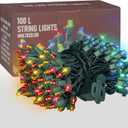 Dazzle Bright 33FT 100 LED Christmas String Lights Indoor Outdoor Waterproof, Multi-Colored Christmas Lights Green Wire, Twinkle Lights Plug in for Tree Room Bedroom Wedding Christmas Decorations