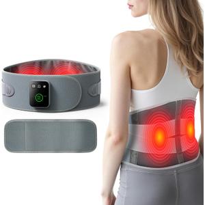 Cordless Heating Pad with Massager, 3 Heat Levels (113F-152F) & 3 Vibration Modes, 5000mAh Rechargeable Portable Back Heating Pad with 20/30/40 Min Timer, 57in Straps for Lower Back Pain Relief