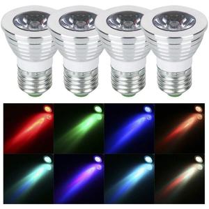 LED Color Changing Light Bulb 4pack,E26/E27 3W RGB Spotlight with IR Remote Control Mood Ambiance Lighting Colorful LED Light