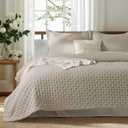 Bedsure Quilts Queen Size - Linen Bedspread Queen Size & Lightweight Comforter, Modern Farmhouse Coverlet with Clover Pattern, Ultra Soft All-Season Bedding, 90 x 96 Inches | Stitch-Free Quilting, Ultra Soft, Lightweight, Machine Washable, Pet-Friendly