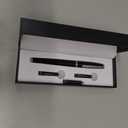 Refillable Fountain Pen with Smooth Writing, Medium Point, Black Metal Barrel, Black Ink, 2 Replacement Cartridges