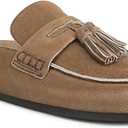 Faux Suede Mules for Women Tassel Flat Loafers Comfort Clog Mules Slip on Round Toe Casual Boat Slippers Shoes (9, Tan)