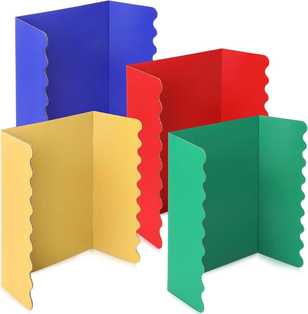 Mooliwe 4 Pack 21" x 14" Trifold Poster Board Tri Fold Poster Boards Foldable Corrugated Business Presentation Display Paper Boards for Science Fair Events, School Projects, Exhibitions(Rainbow)