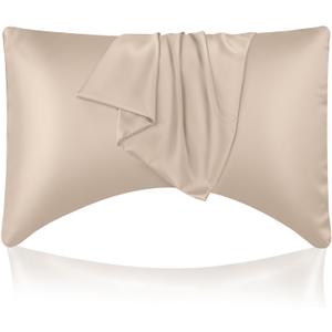 Cooling Curved Queen Pillow Case for Sider Sleeper Breathable Cool Silky Soft Pillow Cover with Zipper for Hot Sleepers,Hair and Skin Friendly,Taupe,1 Pack,20x30IN