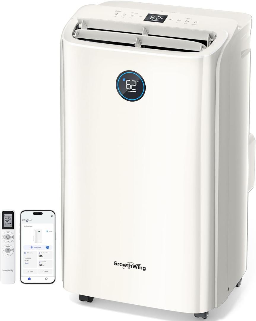 14,000 BTU Portable Air Conditioner, Cools up to 700 Sq.Ft, 3-in-1 Modes, Voice & Remote Control, Quiet Operation, Light Yellow