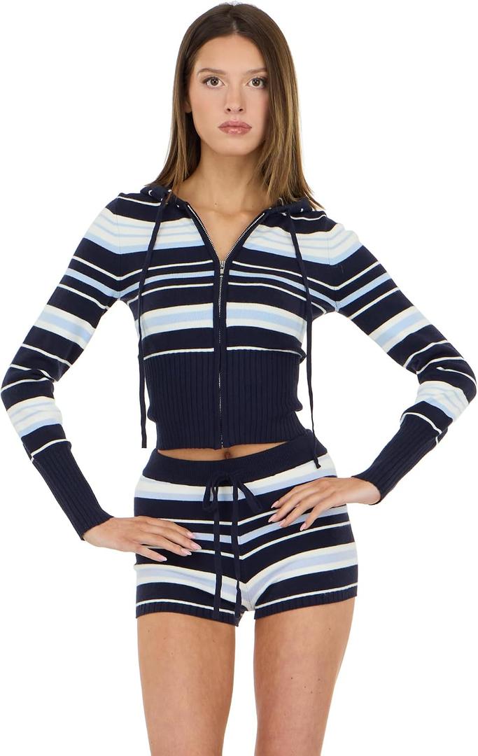 Forever 21 Women's Zip-up Sweater & Shorts Set, M