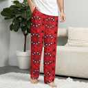 Anime Pajama Pants Cartoon Pajama Couple Casual Long Pants Bottoms For Men Women (Red, L)