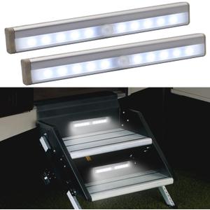 CCBASEBALL Motion Activated RV Step Lights, 10 LED Battery Operated Motorhome Motion Sensor led Light Strip, Magnetic Night Light Bar for Motorhome Travel,Travel Trailers, Camper (2 Pack)