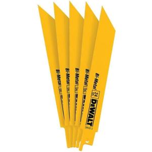 DEWALT Reciprocating Saw Blades, Straight Back, Bi-Metal, 6-Inch 24 TPI, 5-Pack (DW4813)