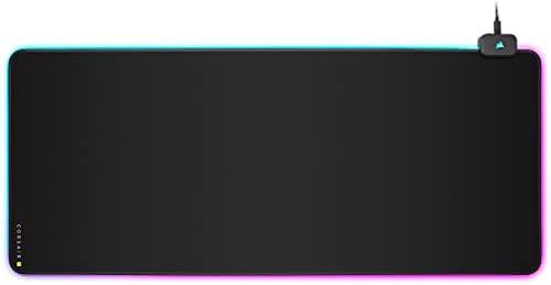 CORSAIR MM700 RGB Extended Cloth Gaming Mouse Pad - 36.6" x 15.8" - 360° RGB Lighting - Two USB Port Hub - Thick Rubber - Black