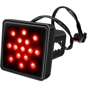 Brake Light Trailer Hitch Cover, 12 V Super Bright Square Tail Light, Towing Hitch Lighting Accessories Fits 2" Receiver, Universal for Towing Truck RV and SUV (Black)