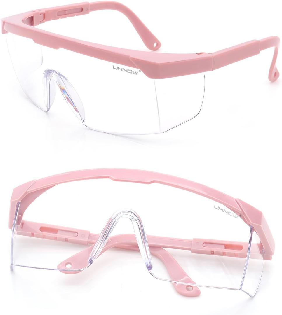 UKNOW Safety Glasses 2 Pack - Anti Fog Safety Goggles ANSI Z87.1 - Adjustable Protective Eyewear - Clear Lens Lab Goggles