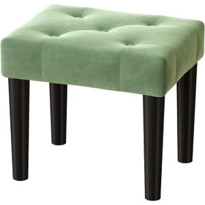 Foot Stools Ottoman, Small Soft Footrest Ottoman with Wood Legs, Sofa Footrest Extra Seating for Living Room Entryway Office (Green)