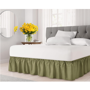 Wrap Around Dust Ruffle Bed Skirt – Sage Green - Made for Full Size Beds with 15 in. Drop – Easy Fit Elastic Strap - Pleated Bedskirt with Brushed Fabric - Wrinkle Free, Machine Wash - by CGK Linens QC Wrap Around Dust Ruffle Bed Skirt – Sage Green - Made for Full Size Beds with 15 in. Drop – Easy Fit Elastic Strap - Pleated Bedskirt with Brushed Fabric - Wrinkle Free, Machine Wash - by CGK Linens QC