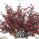 JAKY-Global Babys Breath Silk Artificial Flowers Burgundy 6 Bundle Fall Stems Fake Plants Decor Wedding Party Decoration Bouquets Real Touch DIY Home Garden,Farmhouse,Living Room (Autumn Red-6pcs)
