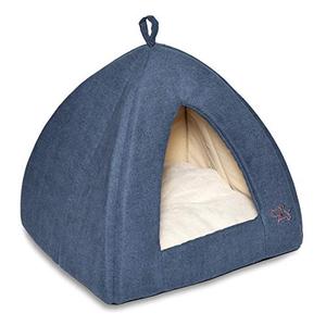 Best Pet Supplies Dog House Bed Crate Mat Tent Indoor Round Soft Plush for Small, Medium, and Large Breeds - Navy, 19 x 19 x H:19"