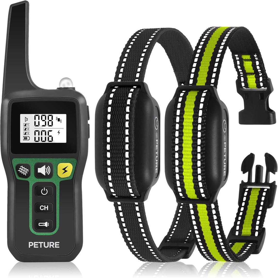 Dog Bark Collar 2 Pack, 3300FT 2 in 1 Bark and Shock Collar Combo with Beep, Vibration, Safe Shock and Auto Mode, IPX7 Waterproof Automatic Dog Training Collar for Medium Large Dogs (7-120lbs)