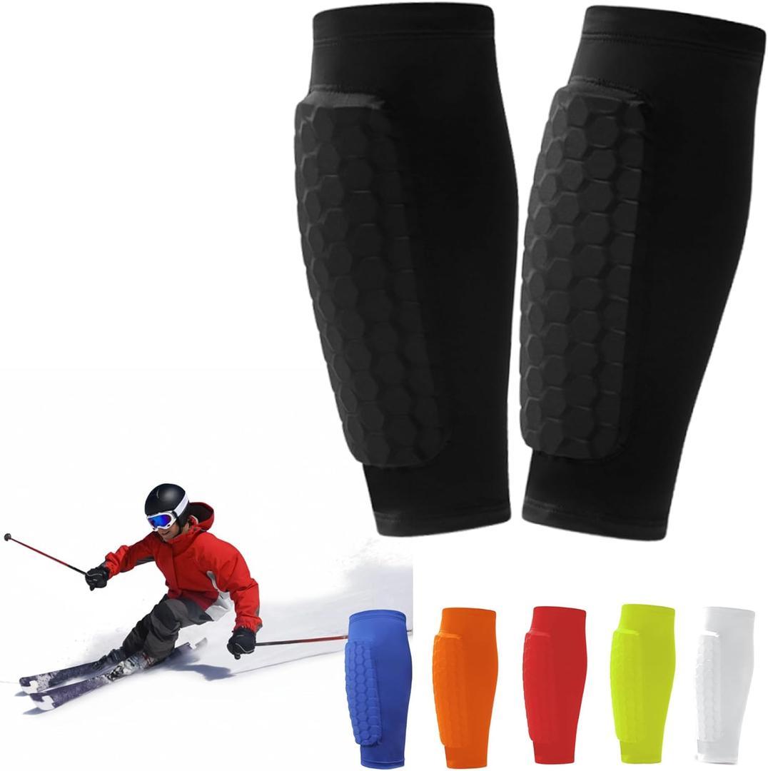 Shin Defender Shin Guards Kids, Soccer Shin Guards for Youth Adult, Lightweight Calf Protective Gear for Football Soccer with Honeycomb Pads (Small, Black)