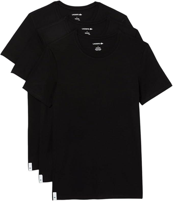 Lacoste Men's 100% Cotton Slim Fit Crew Neck Undershirt, 3-Pack, L