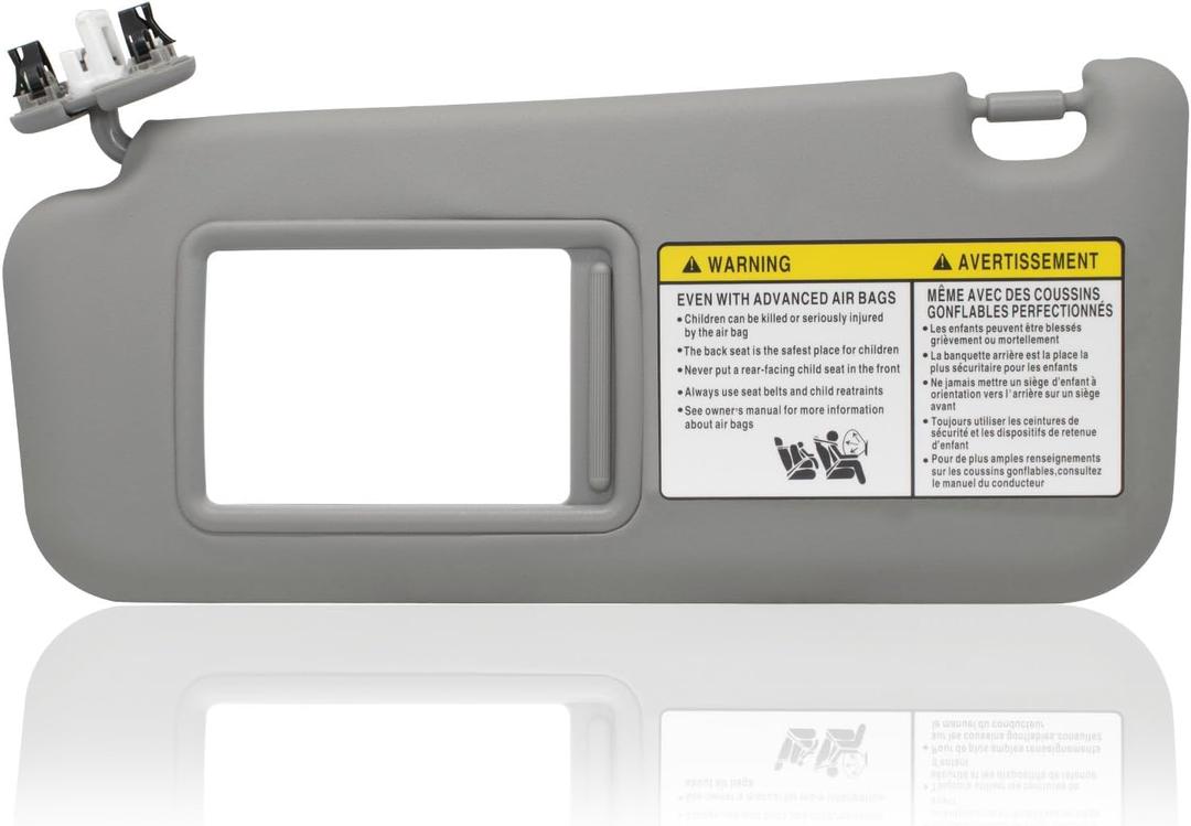 Driver Left Side Sun Visor Compatible with Toyota RAV4 2006 2007 2008 2009 2010 2011 2012 2013 with Light Replace 74320-42501-B2 Gray