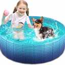 Jasonwell Foldable Dog Kiddie Pool - Hard Plastic Kids Paddling Pool Toddler Baby Swimming Pools for Backyard Collapsible Whelping Box Pet Doggie Cats Wading Pools Bathtub for Puppy Large Dogs 40In,G