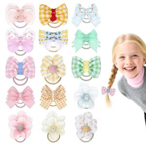 2 x 30 Pcs Baby Hair Ties, Kids Cute Bow Toddler Hair Ties for Little Girls No Damage, Toddler Bows for Girls Hair Accessories Products Elastics, Girl Scrunchies Bows Headband Flower Rubber Bands