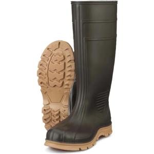 Heartland Barnyard 15 Agricultural Waterproof Work Boots for Men and Women - Lightweight PVC Boots with Comfort Footbed & Self-Cleaning Traction Outsole (Brown - Plain Toe), Size: 5 Men/7 Women