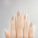 5 x Cat Eye Nails Short Squoval, Shimmery White, Small Size Press on False Nails, 24 Reusable Fake Nails With Stick on Adhesive Tabs