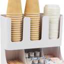 Mind Reader 6 Compartment Upright Breakroom Coffee Condiment and Cup Storage Organizer, White