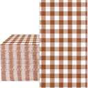 Whaline Terracotta Guest Napkins Buffalo Plaid Disposable Paper Pack 3 Ply Wedding Dinner Hand Napkin Towel for Wedding Birthday Bride Shower Party Supplies Table Decorations, 80Pcs