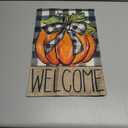 AVOIN colorlife Fall Pumpkin Welcome Garden Flag Double Sided, Autumn Thanksgiving Holiday Harvest Buffalo Plaid Yard Outdoor Decoration 12x18 Inch (Orange)