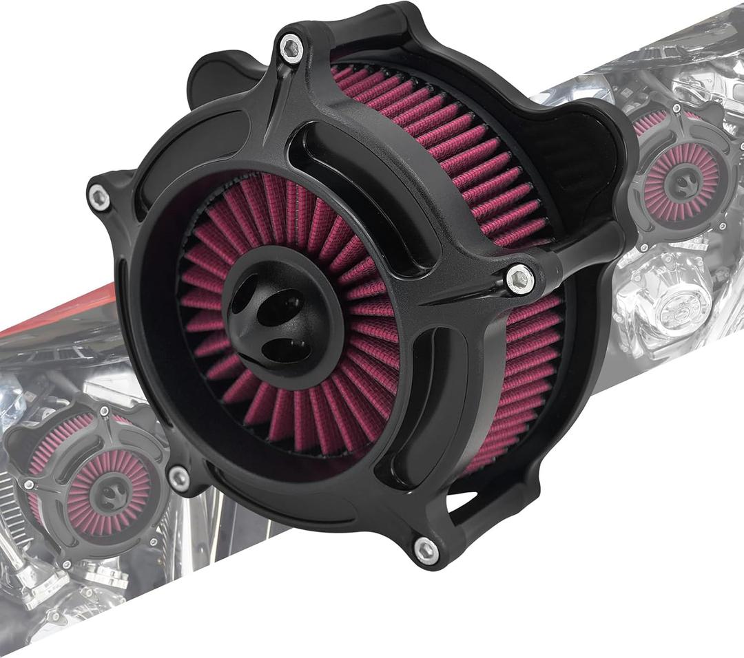 Air Cleaner Filter Aluminum Fit for Harley Touring Road King Street Glide Softail Sportster Dyna (Black Housing Red Element, B For Touring 00-07,Softail 00-15,Dyna 00-17)