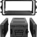 Diandian 4U Rack Case Shallow 12" Depth, 19" Rackmount Flight Case, Watertight Dust-Proof, Shock Mount for Amplifier, Pro Audio, DJ Mixer, Effects with Microphone Compartments (4U Rack Space 12" Deep)