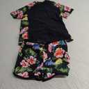 ADUKIDE Girls Rash Guard Swimsuit 2-Piece Bathing Suit UPF 50+ Summer Beach Swimwear Size 10T (9-10 Years, Black Flower)