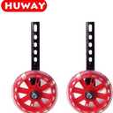 training wheels flash mute wheel bicycle stabiliser mounted Kit compatible for bikes of 12 14 16 18 20 Inch 1 Pair (red)