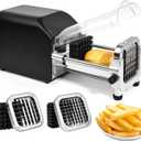 Electric French Fry Cutter, Upgrade Lid Control Version with 1/2 Inch and 3/8 Inch Blade. 300w Commercial Grade Stainless Steel Potato Cutter for French Fries, Sweet Potato,Carrots