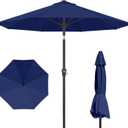 Kingdura 10FT Outdoor Patio Umbrella, Market Table Umbrella with Push Button Tilt and Crank, 8 Sturdy Fiberglass Ribs, UV Protection for Pool, Lawn, Deck, Backyard, Garden (Navy blue)
