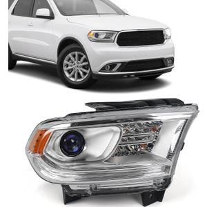FIONE Halogen Headlight Assembly Compatible With Dodge Durango 2014-2020 Replacement Chrome Housing Headlights Without LED DRL Projector Passenger Right Side RH