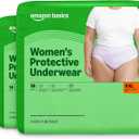 Amazon Basics Postpartum Incontinence Underwear for Women, Maximum Absorbency, Disposable, Bladder Leak Protection, Odor Control, XX-Large, Lavender, 42 Count (3 Packs of 14)