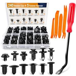 GOOACC - GRC-33 240PCS Bumper Retainer Clips Car Plastic Rivets Fasteners Push Retainer Kit Most Popular Sizes Auto Push Pin Rivets Set -Door Trim Panel Fender Clips for GM Ford Toyota Honda Chrysler