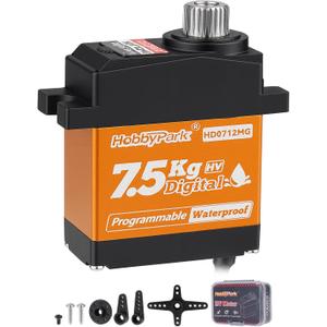 HobbyPark Waterproof 7.5kg High Torque RC Micro Servo Metal Gear Digital Arduino Servo for 1/18 TRX4M TRX4MT Redcat Ascent-18 Losi Mini LMT 1/10 TRX4 SCX10 RC Crawler RC Car Plane Boat Robot