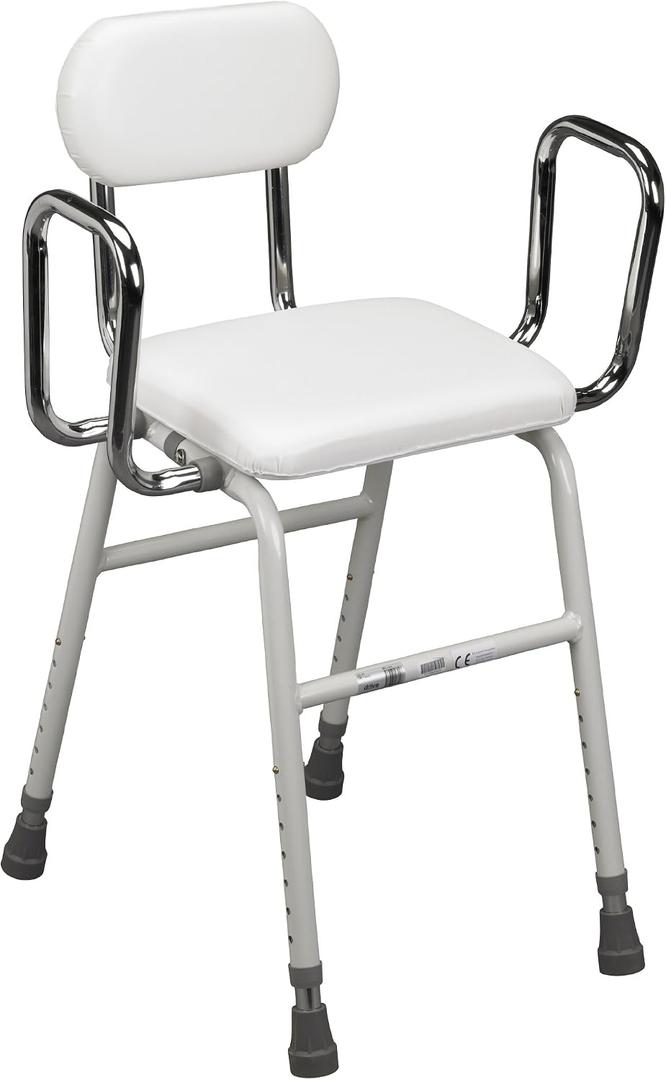 Drive Medical 12455 Adjustable Height Stool with Back and Arms, White
Adjustable Height Stool Includes Back and Arms for Comfortable, Stable Everyday Seating Support, White Finish