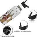 Insulated Christmas Water Bottle 32 oz, Snowman Reindeer Gnome Water Bottle with Straw, Reusable Leakproof Water Bottle Stainless Steel, Christmas Gifts for Women (white brown red)